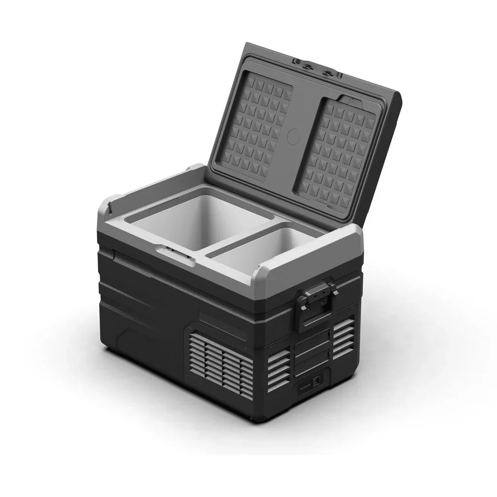 Powerology 37.5L Smart Dual Compartment Fridge And Freezer For Outdoor - Gray - Tashqila Powerology 37.5L Smart Dual Compartment Fridge And Freezer For Outdoor - Gray - Tashqila